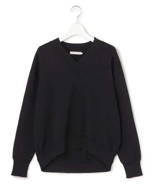 コットンポリエステルスムース Vネックニット