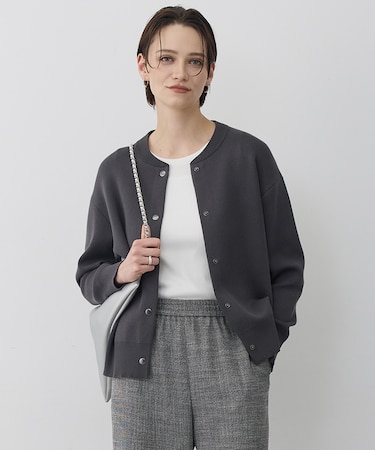 コットンポリエステルスムース カーディガン