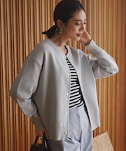 コットンポリエステルスムース カーディガン