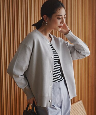 コットンポリエステルスムース カーディガン