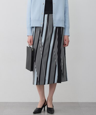 ランダムストライププリント ストレートスカート