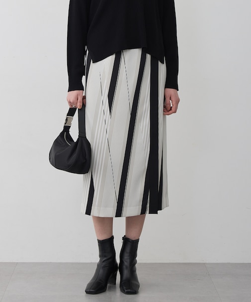 ランダムストライププリント ストレートスカート