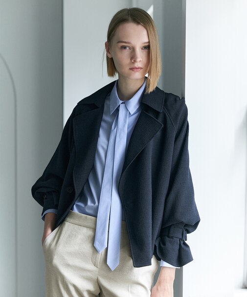 【2WAY】 クリーンブロード タイ付きシャツ