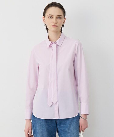 【2WAY】 クリーンブロード タイ付きシャツ