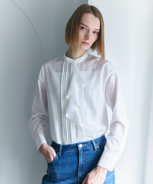 【2WAY】 セシェシルキーローン ラッフルブラウス