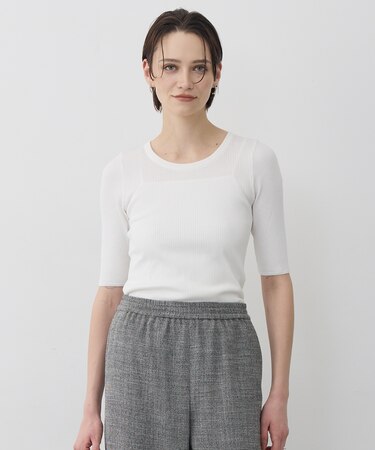 4×2リブ プルオーバーカットソー