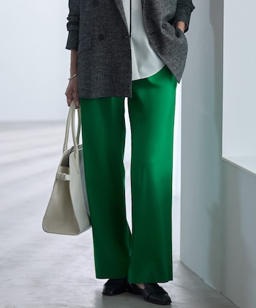 ドライリネンストレッチ ワイドストレートパンツ