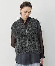 ツイーディーニット ジップアップジレ