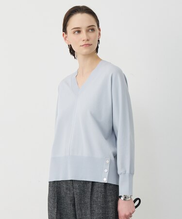 クリアレーヨンストレッチ Vネックニット