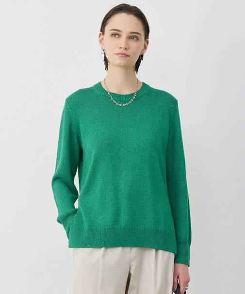 グロッシーペーパーブレンド クルーネックプルオーバー