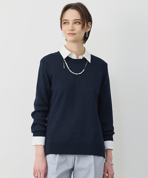 グロッシーペーパーブレンド クルーネックプルオーバー