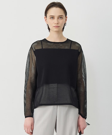 パネルパターンメッシュ ニットプルオーバー