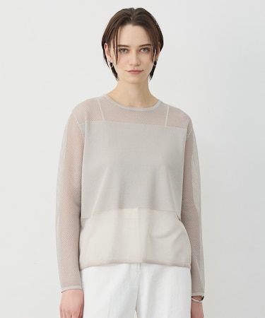 パネルパターンメッシュ ニットプルオーバー