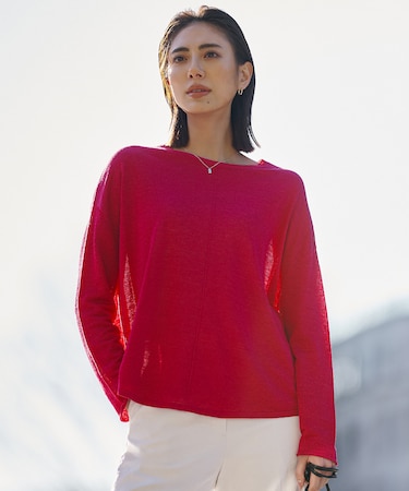 リネンレーヨンハイゲージ プルオーバーニット