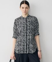 【新色追加・WEB限定カラーあり】BackSatinAmunzen 5分袖バンドカラーブラウス