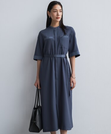 FluidBackSatin シャツワンピース