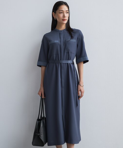 FluidBackSatin シャツワンピース