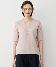 【WEB限定カラーあり】 シンセティックハイゲージ 半袖Vネックニット