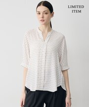 【新色追加・WEB限定】BackSatinAmunzen 5分袖キーネックブラウス
