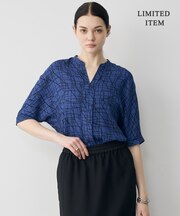 【新色追加・WEB限定】BackSatinAmunzen 5分袖キーネックブラウス