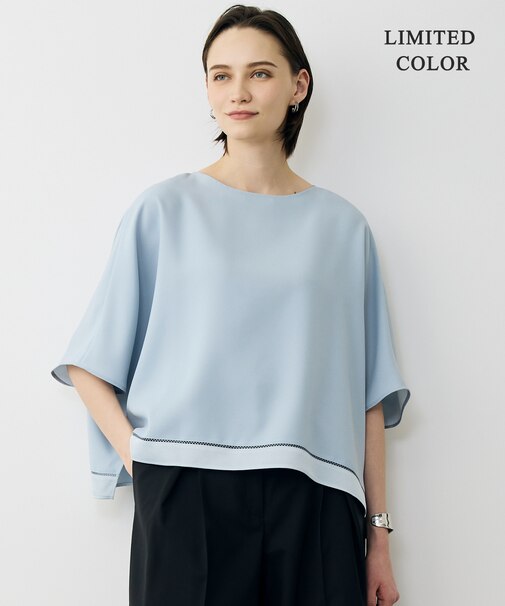 【WEB限定カラーあり】 FluidBackSatin クロップドブラウス