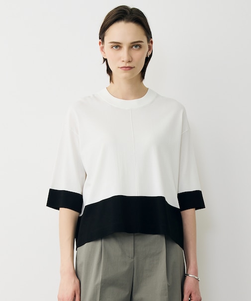 VIS/NYハイゲージ バイカラーニットT