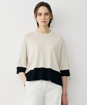 VIS/NYハイゲージ バイカラーニットT