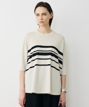 VIS/NYハイゲージランダムボーダー 半袖ニット