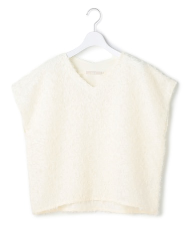 シアーカットジャガード Vネックトップス
