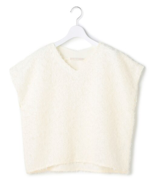 シアーカットジャガード Vネックトップス