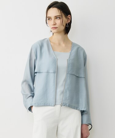 【WEB限定カラーあり】 リヨセルナイロンワッシャー Vネックブルゾン