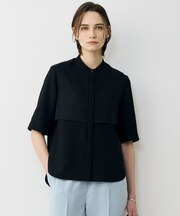 【WEB限定カラーあり】 FluidBackSatin バンドカラーシャツ