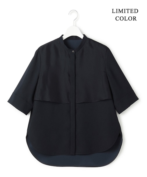 【WEB限定カラーあり】 FluidBackSatin バンドカラーシャツ