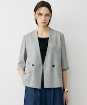 ストレッチMIXツイード 半袖ジャケット