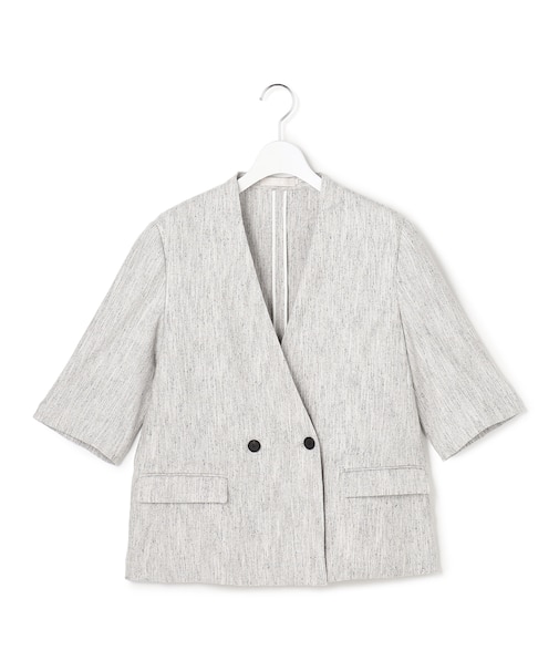 ストレッチMIXツイード 半袖ジャケット