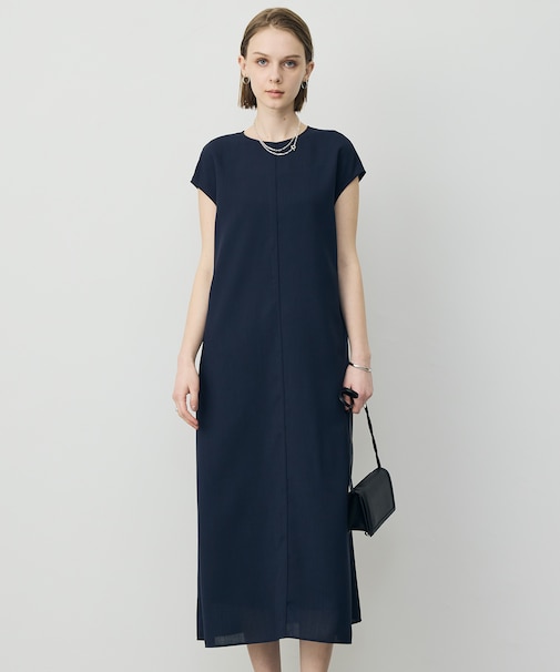 ドライアセテートスラブ フレンチスリーブワンピース