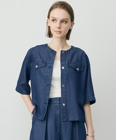 ナチュラルソフトデニム クロップドジャケット