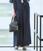 ナチュラルソフトデニム タックワイドパンツ