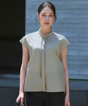 【新色追加・CLASSY.掲載】セシェシルキーローン フレンチスリーブボウタイブラウス