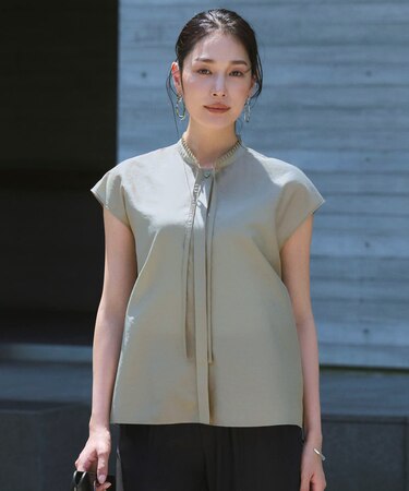 【新色追加・CLASSY.掲載】セシェシルキーローン フレンチスリーブボウタイブラウス