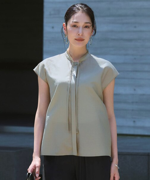 【新色追加・CLASSY.掲載】セシェシルキーローン フレンチスリーブボウタイブラウス