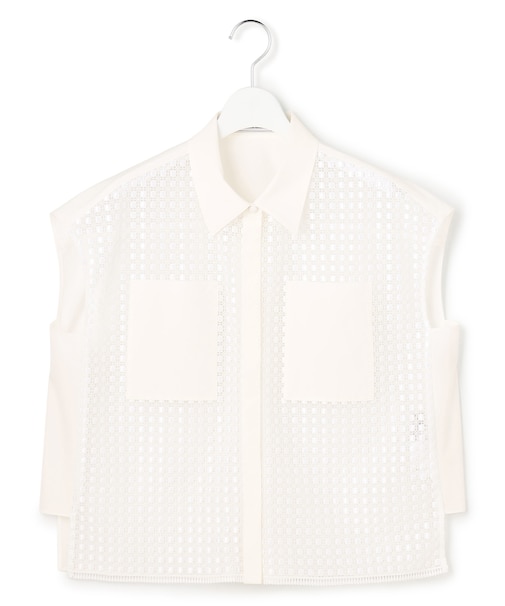 【WEB＆一部店舗限定】 SustainableSquareLace フレンチスリーブシャツ