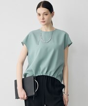 FluidBackSatin フレンチスリーブブラウス