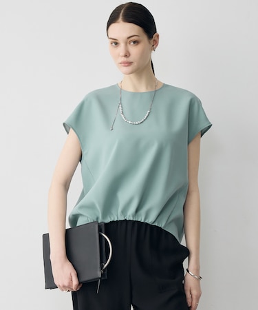 FluidBackSatin フレンチスリーブブラウス