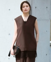 FluidBackSatin Vネックジレ