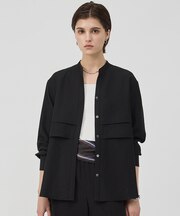 ワッシャーツイル レイヤードディティール シャツブラウス