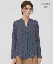【WEB限定】BackSatinAmunzen キーネックブラウス
