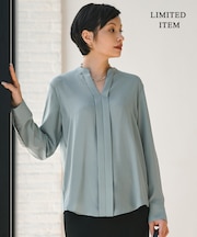 【WEB限定】BackSatinAmunzen キーネックブラウス