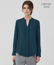 【WEB限定】BackSatinAmunzen キーネックブラウス
