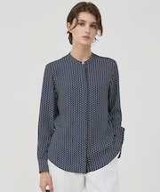 【WEB&一部店舗限定カラーあり】BackSatinAmunzen バンドカラーブラウス